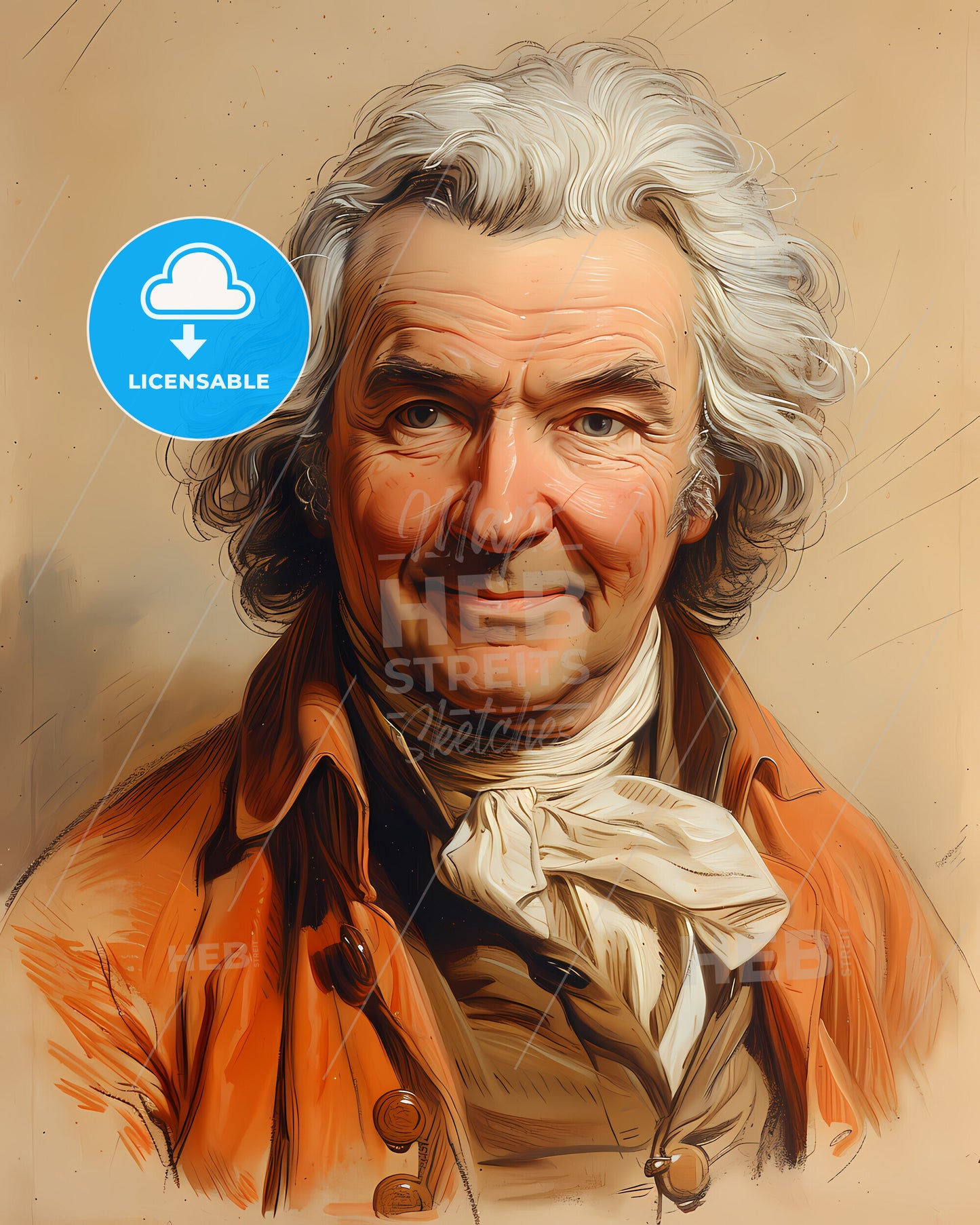 General, Robert Clive, 1725 - 1774, a man with white hair and a scarf