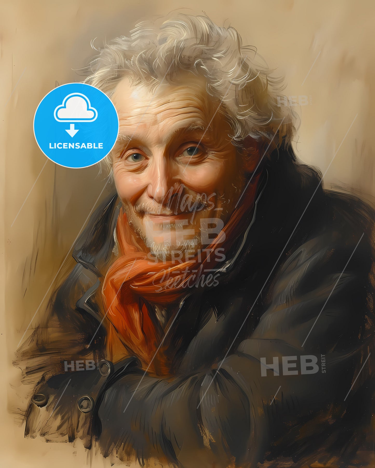 Johann Nepomuk, Hummel, 1778 - 1837, a man with white hair wearing a red scarf