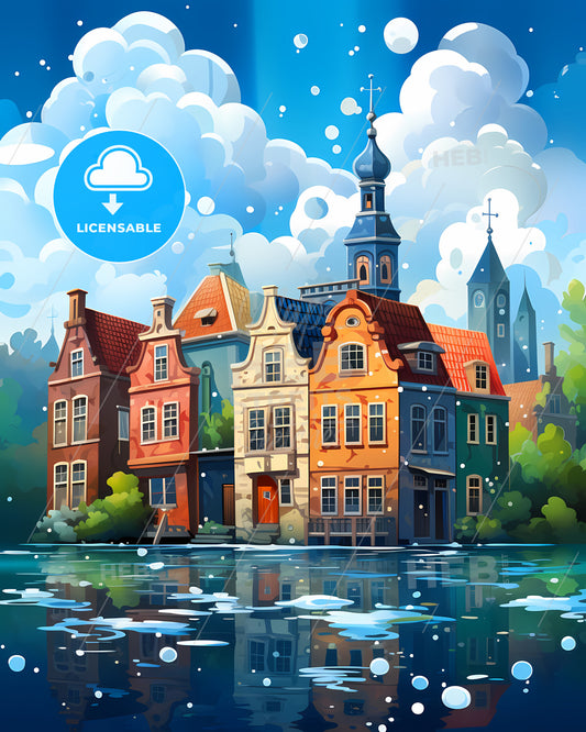 Alkmaar, Netherlands, a colorful buildings next to a body of water