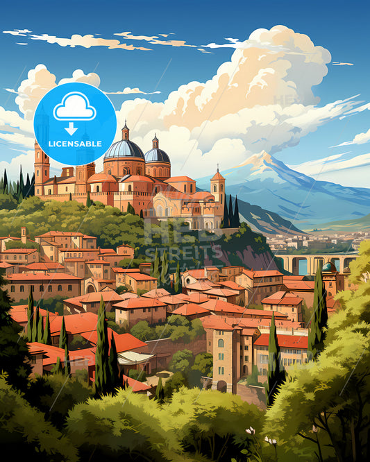 Benevento, Italy, a city with a building on a hill