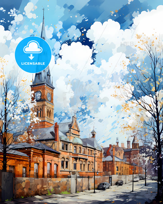 Derby, East Midlands, a building with a clock tower