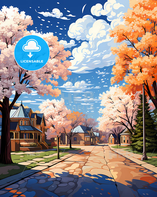 Kalamazoo, Michigan, a street with trees and houses
