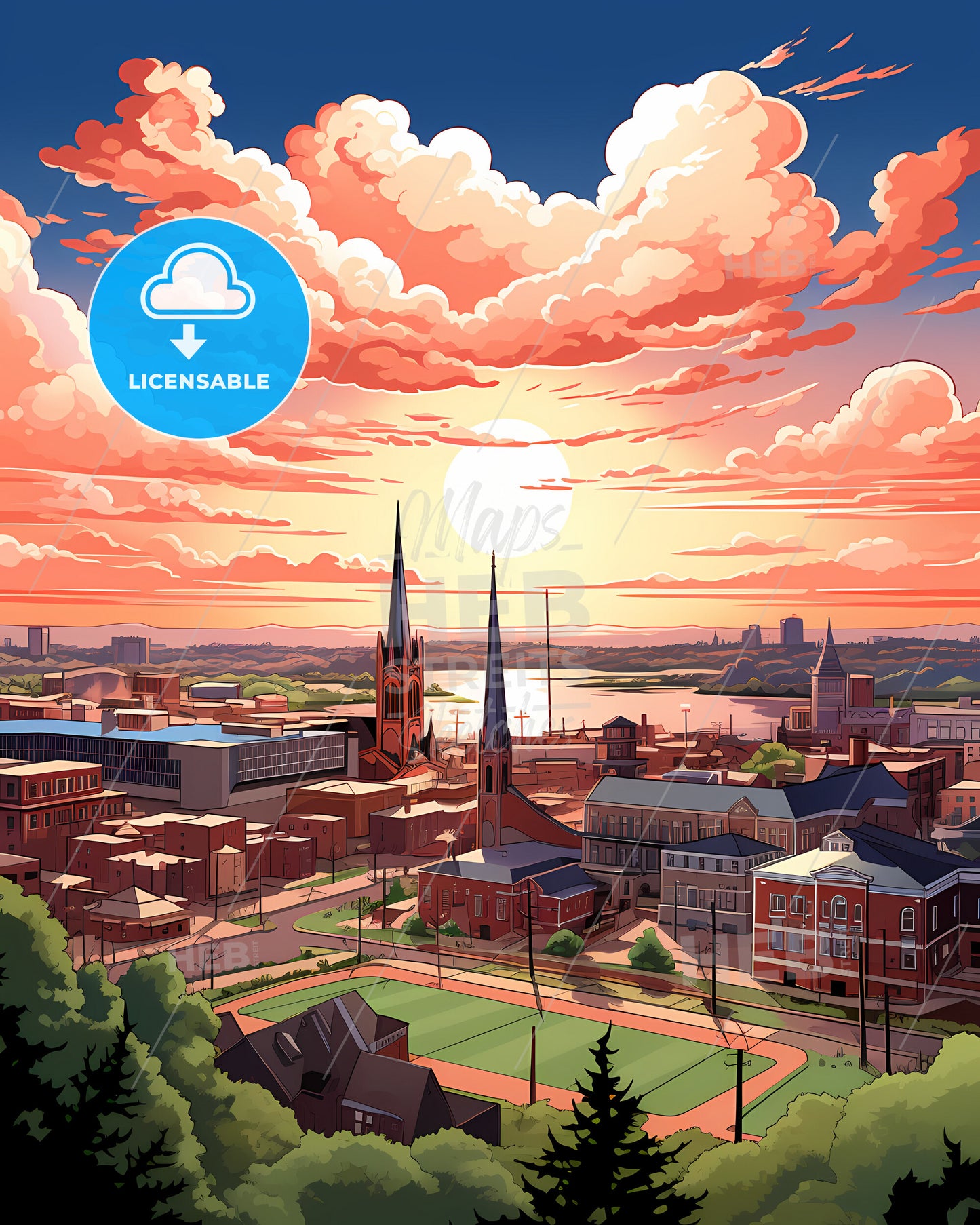 Haverhill, Massachusetts, a city with a church and a river