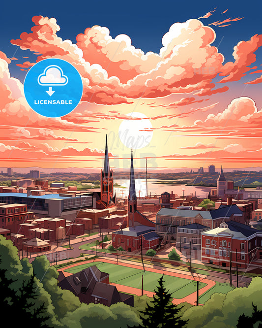 Haverhill, Massachusetts, a city with a church and a river