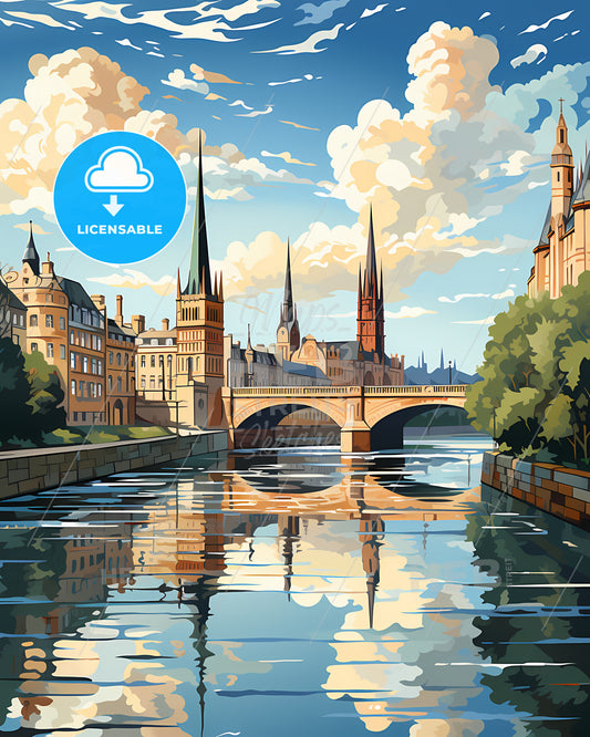 Bristol, South West England, a bridge over a river with buildings and trees