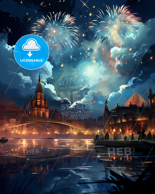 Sheffield, Yorkshire and the Humber, fireworks over a city