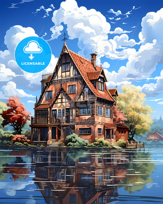 Heerenveen, Netherlands, a house on the water