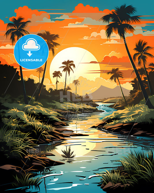 Boca Raton, Florida, a river running through a tropical forest