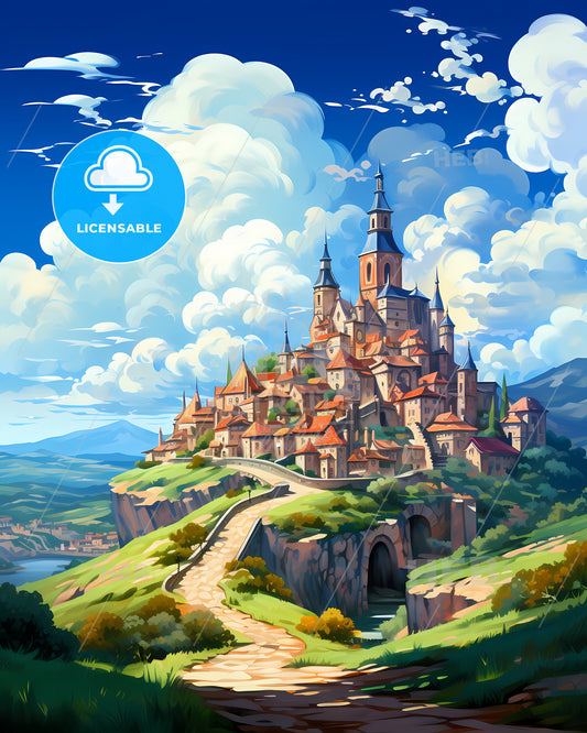 Matera, Italy, a castle on a hill