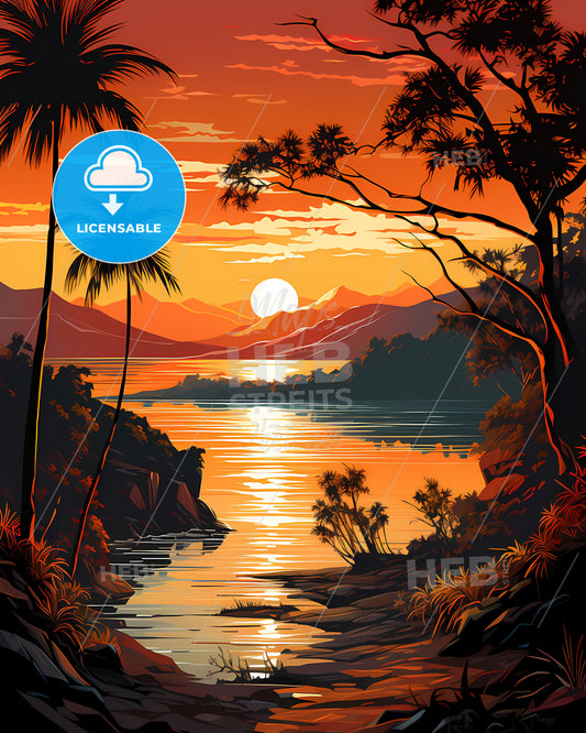 Palm Bay, Florida, a sunset over a lake