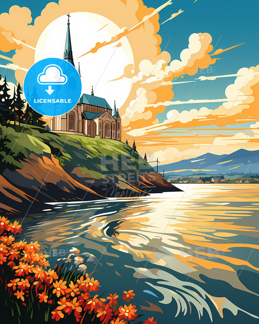 Viana Do Castelo, Portugal, a church on a hill by a body of water