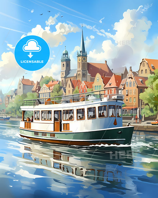 Zwijndrecht, Netherlands, a boat on a river