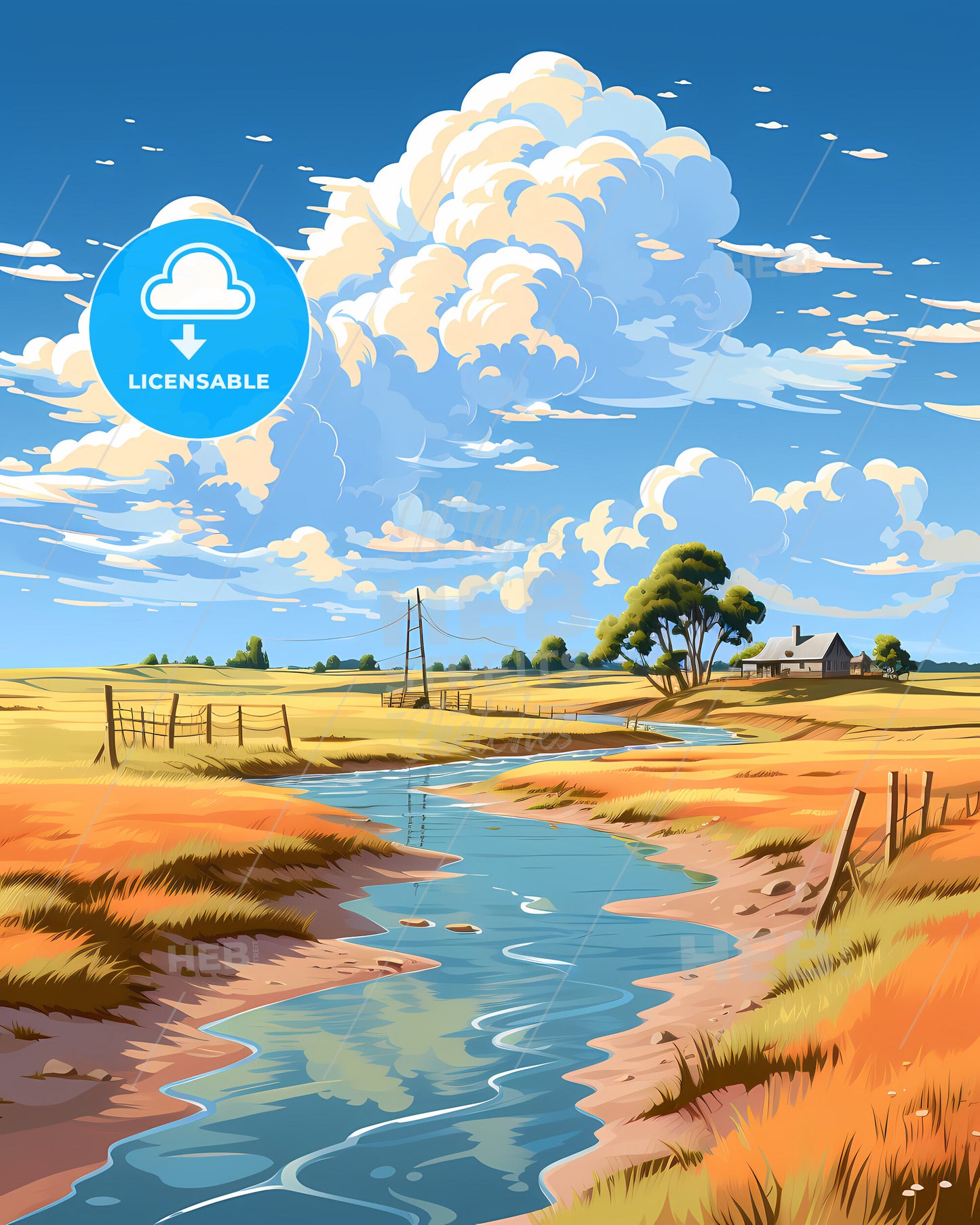 SãºDwest-Fryslã¢N, Netherlands, a stream running through a field