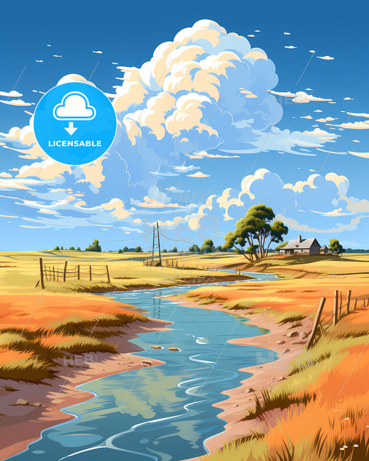 SãºDwest-Fryslã¢N, Netherlands, a stream running through a field