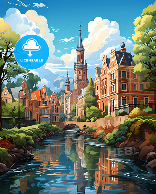 Alkmaar, Netherlands, a river running through a town