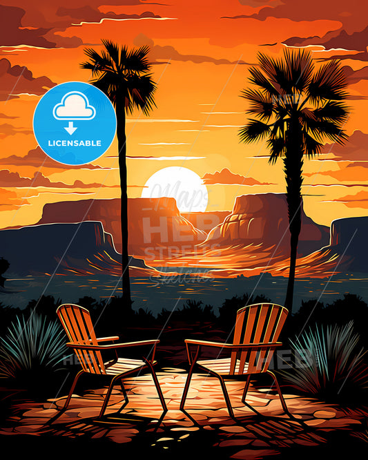 Grand Junction, Colorado, a two chairs in front of a sunset