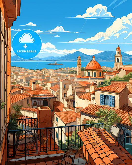 Trapani, Italy, a view of a city from a balcony