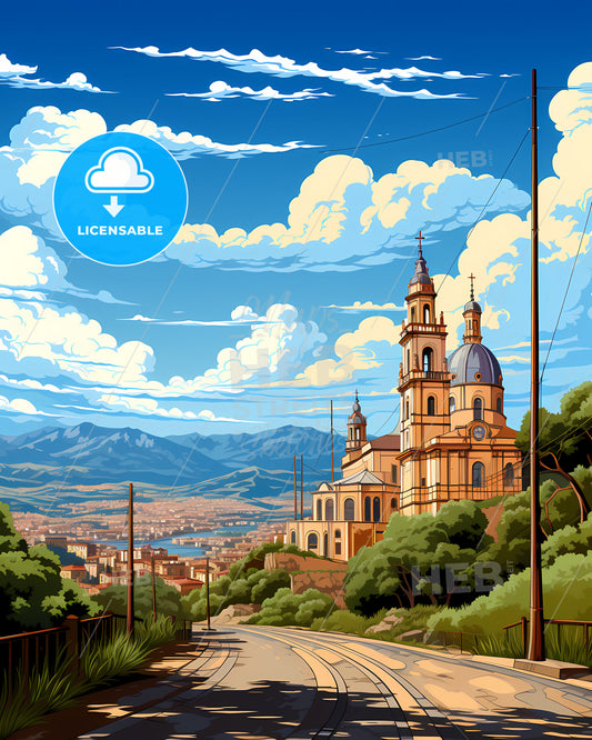 Livorno, Italy, a road with a building and trees on it