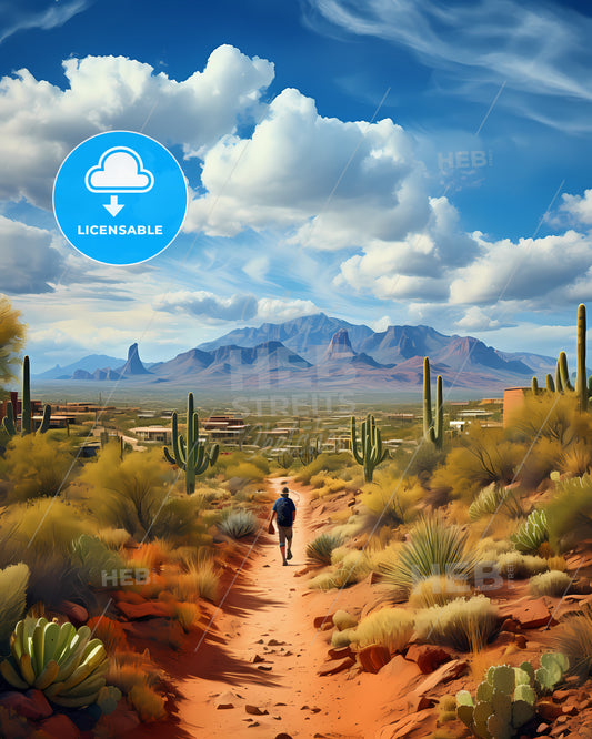 Buckeye, Arizona, a man walking on a dirt path in a desert