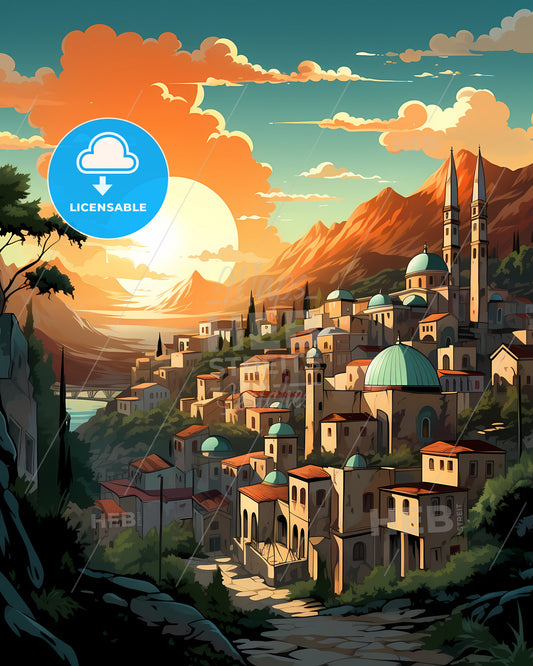 Palermo, Italy, a city on a hill with mountains and trees