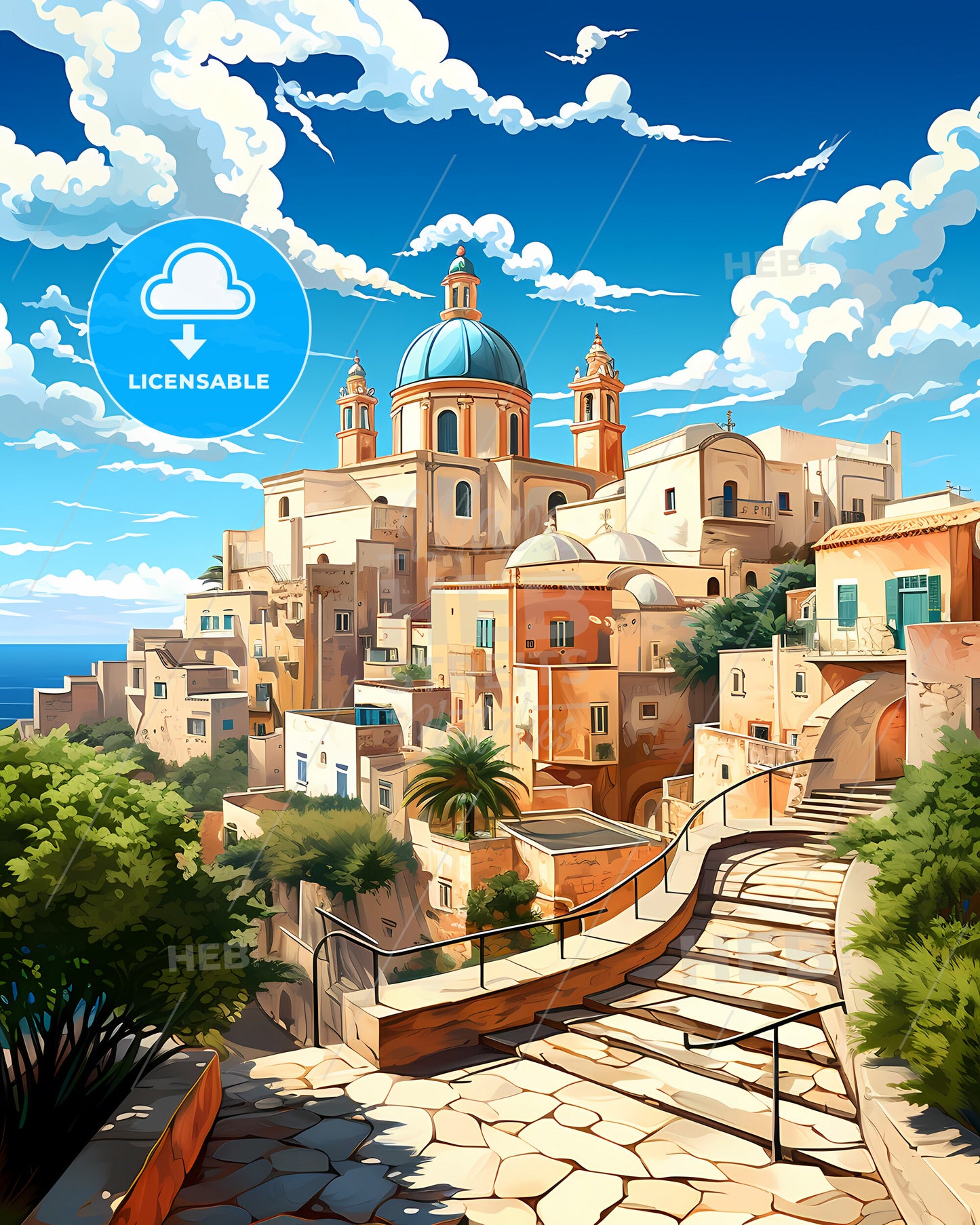 Andria, Italy, a stone staircase leading to a city