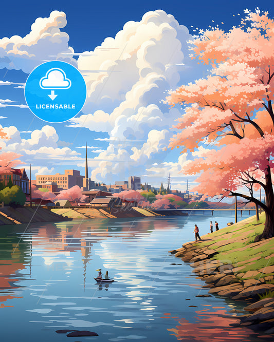 Fort Smith, Arkansas, a river with trees and people on it