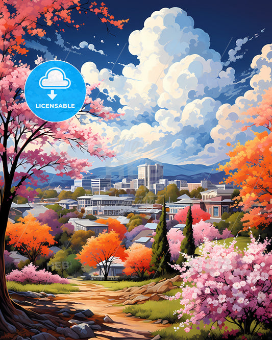 Rock Hill, South Carolina, a landscape of a city with trees and buildings