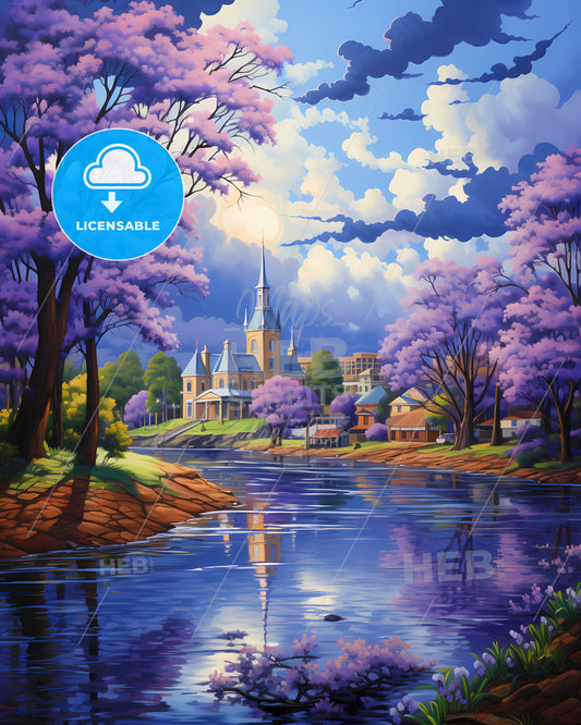 Augusta, Georgia, a river with trees and a building in the background