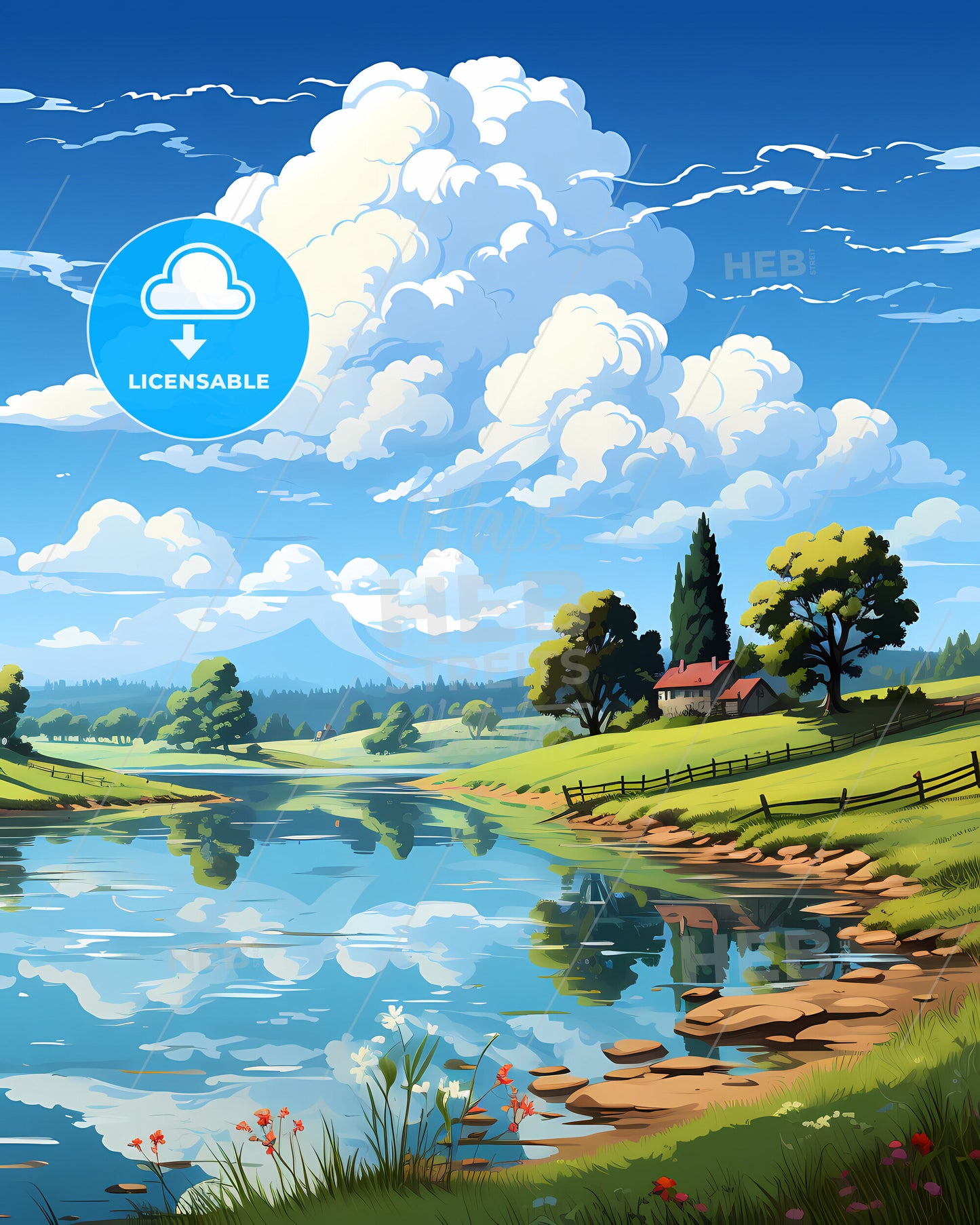 Povoa De Varzim, Portugal, a river with a house and trees