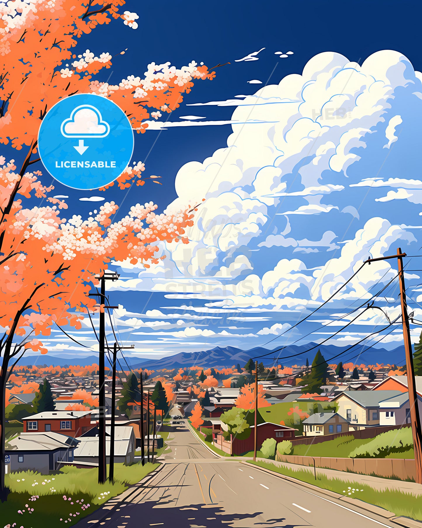 Pasco, Washington, a street with houses and power lines