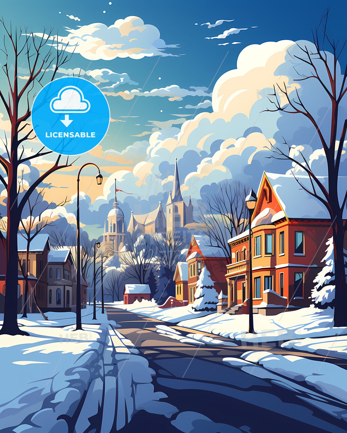 Gary, Indiana, a snowy street with houses and trees