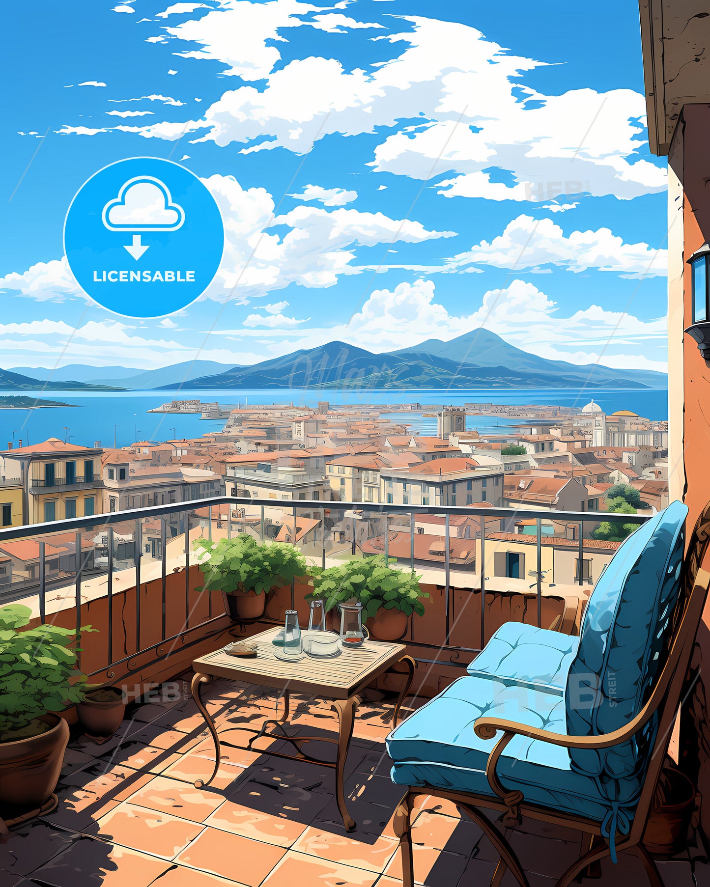 La Spezia, Italy, a balcony with a view of a city and mountains