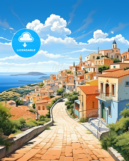 Civitavecchia, Italy, a road leading to a town