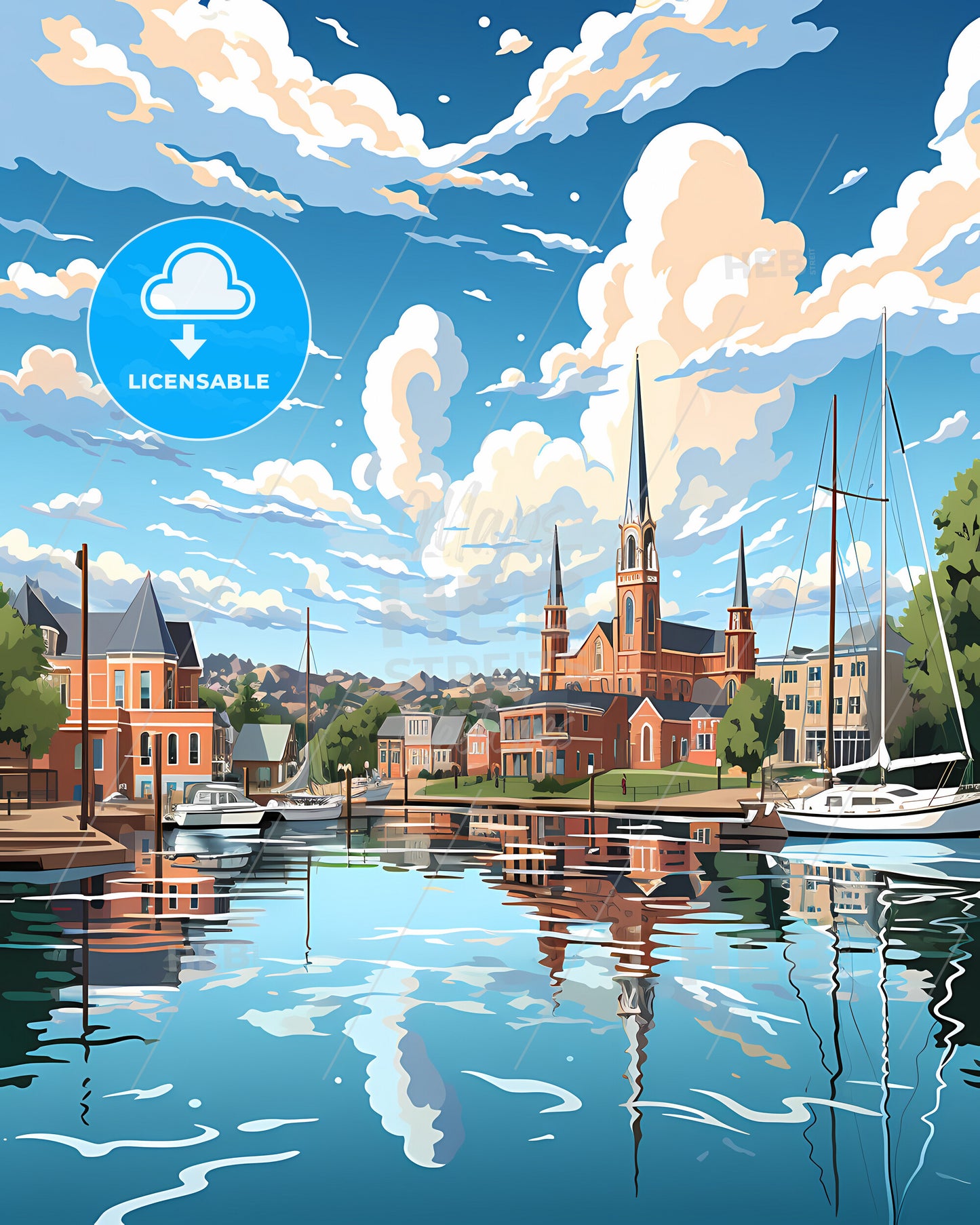 Barendrecht, Netherlands, a water body with boats and buildings and trees