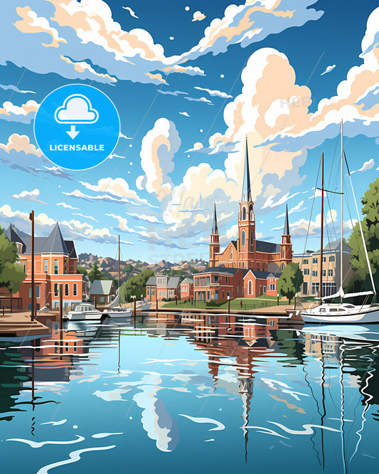 Barendrecht, Netherlands, a water body with boats and buildings and trees