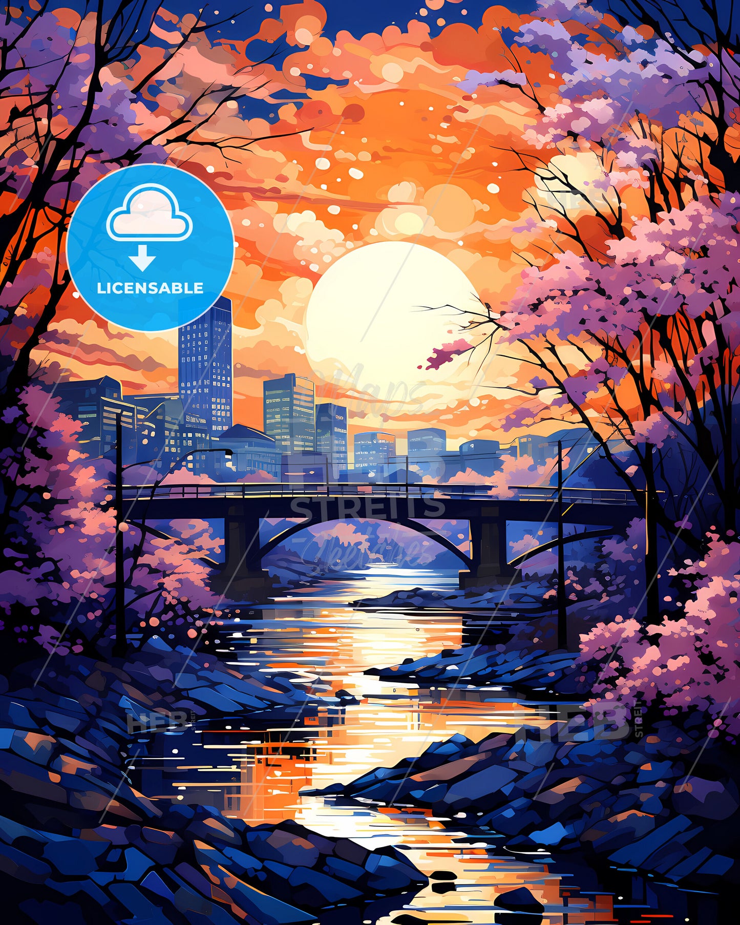 Clifton, New Jersey, a bridge over a river with trees and a city in the background