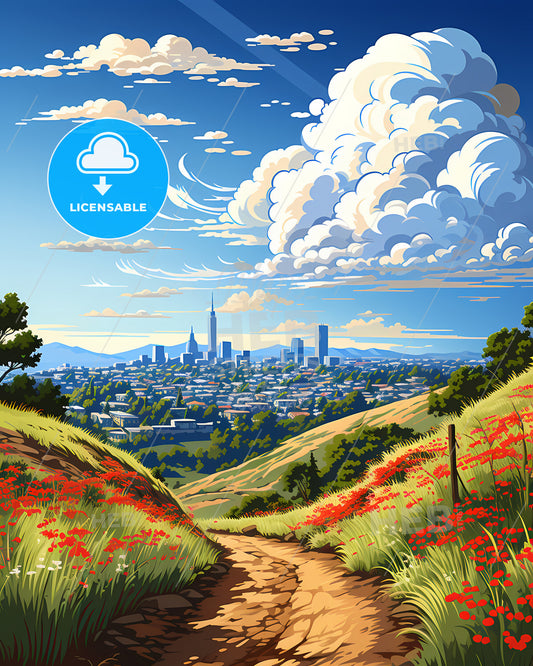 Rocklin, California, a dirt path leading to a city