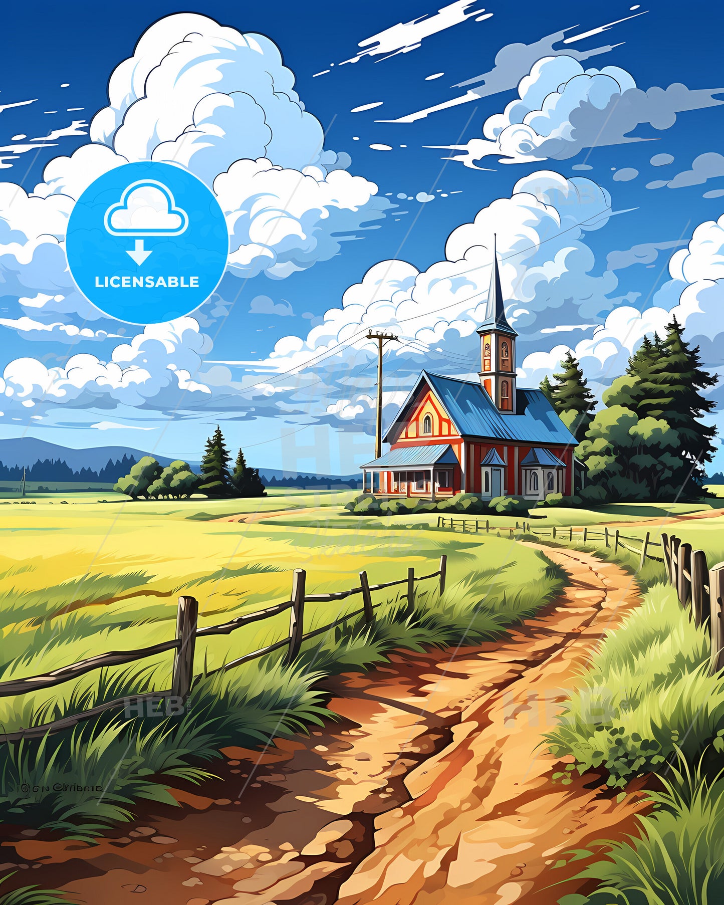 Steenwijkerland, Netherlands, a painting of a house in a field