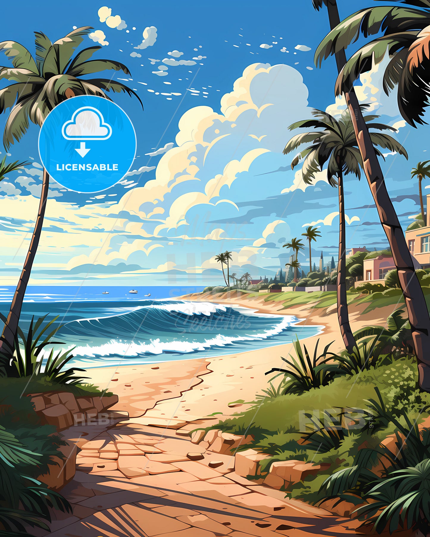 Boynton Beach, Florida, a beach with palm trees and a house