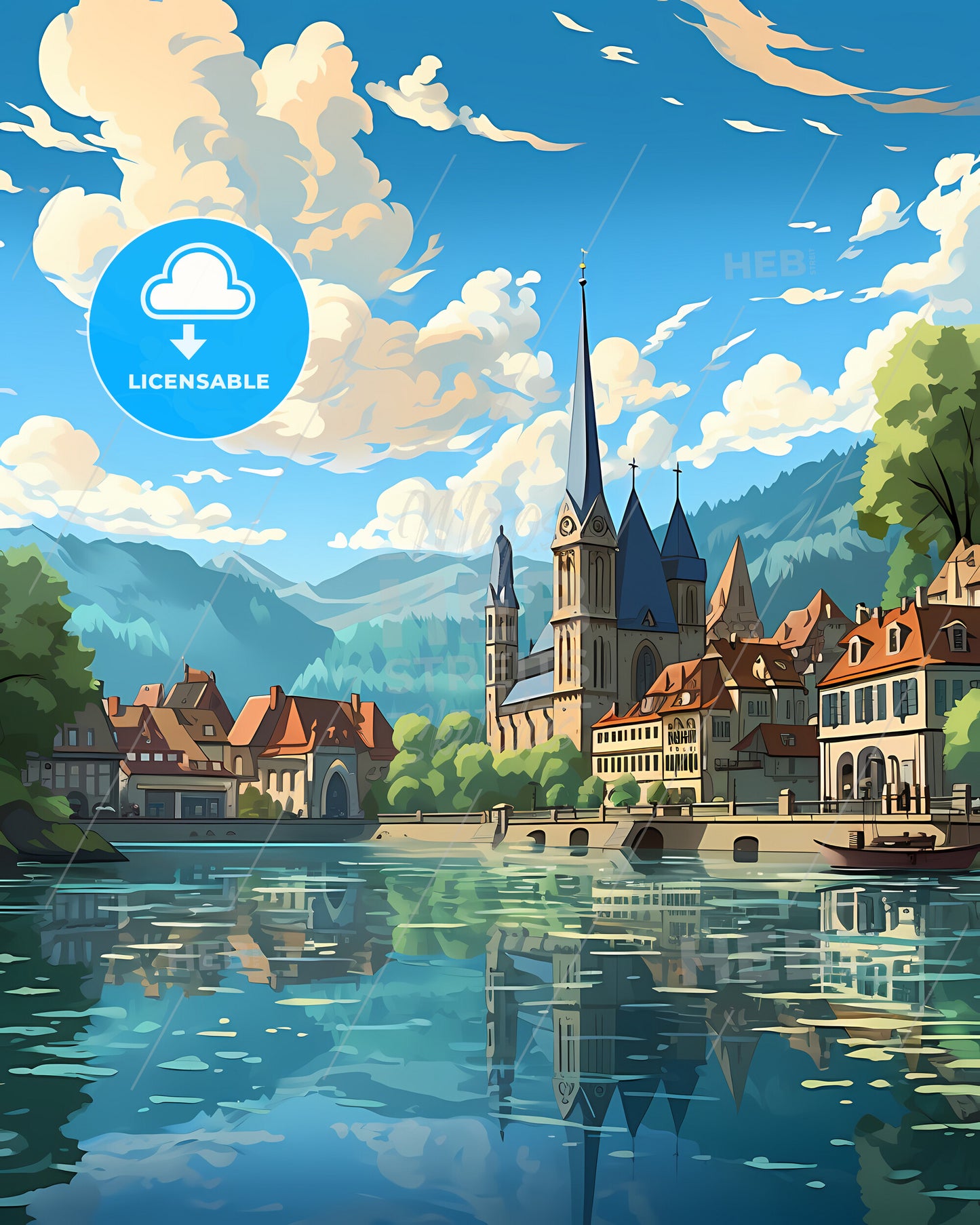 Lucerne, Switzerland, a water body with a castle and buildings