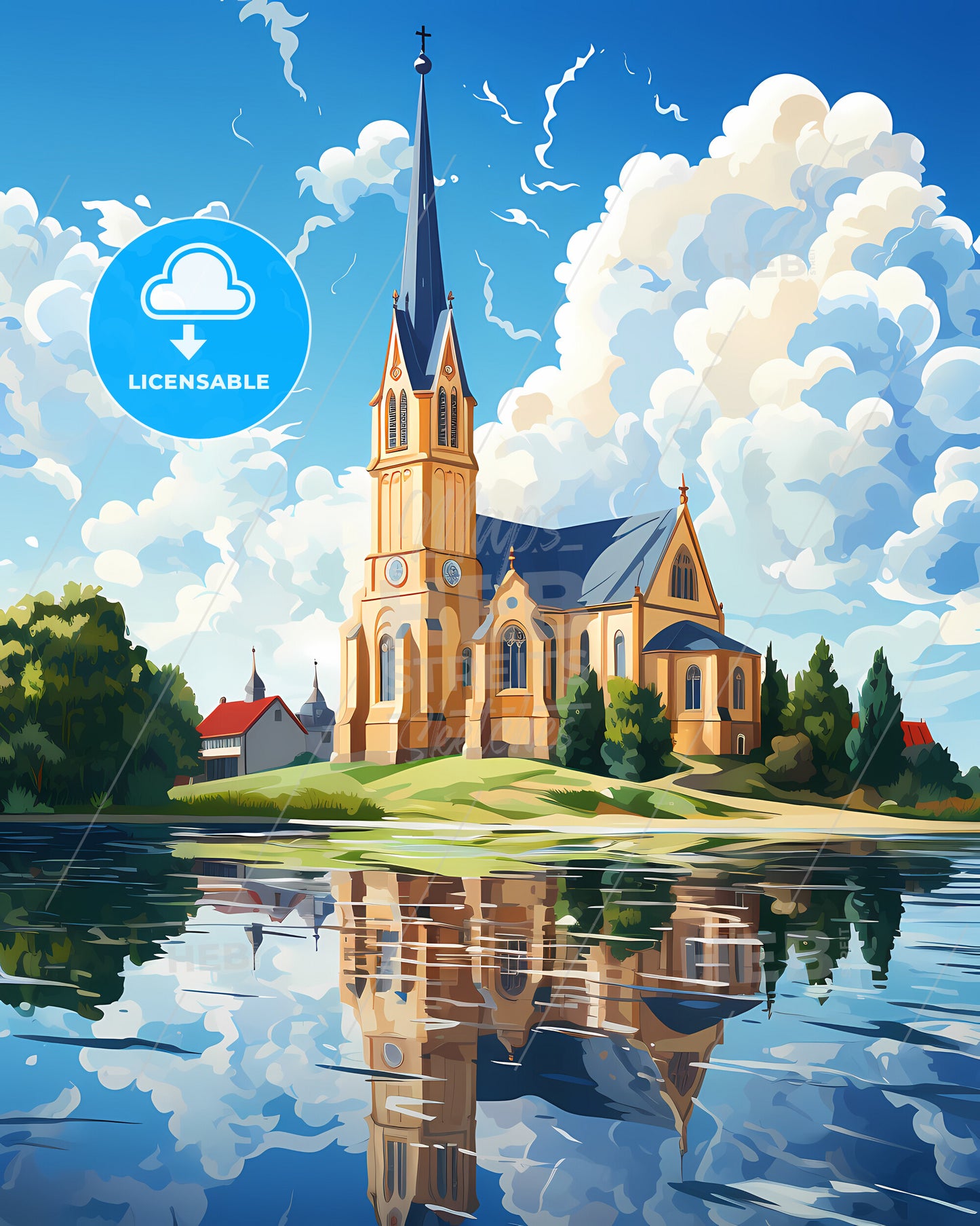 Aveiro, Portugal, a church on a hill with trees and a lake