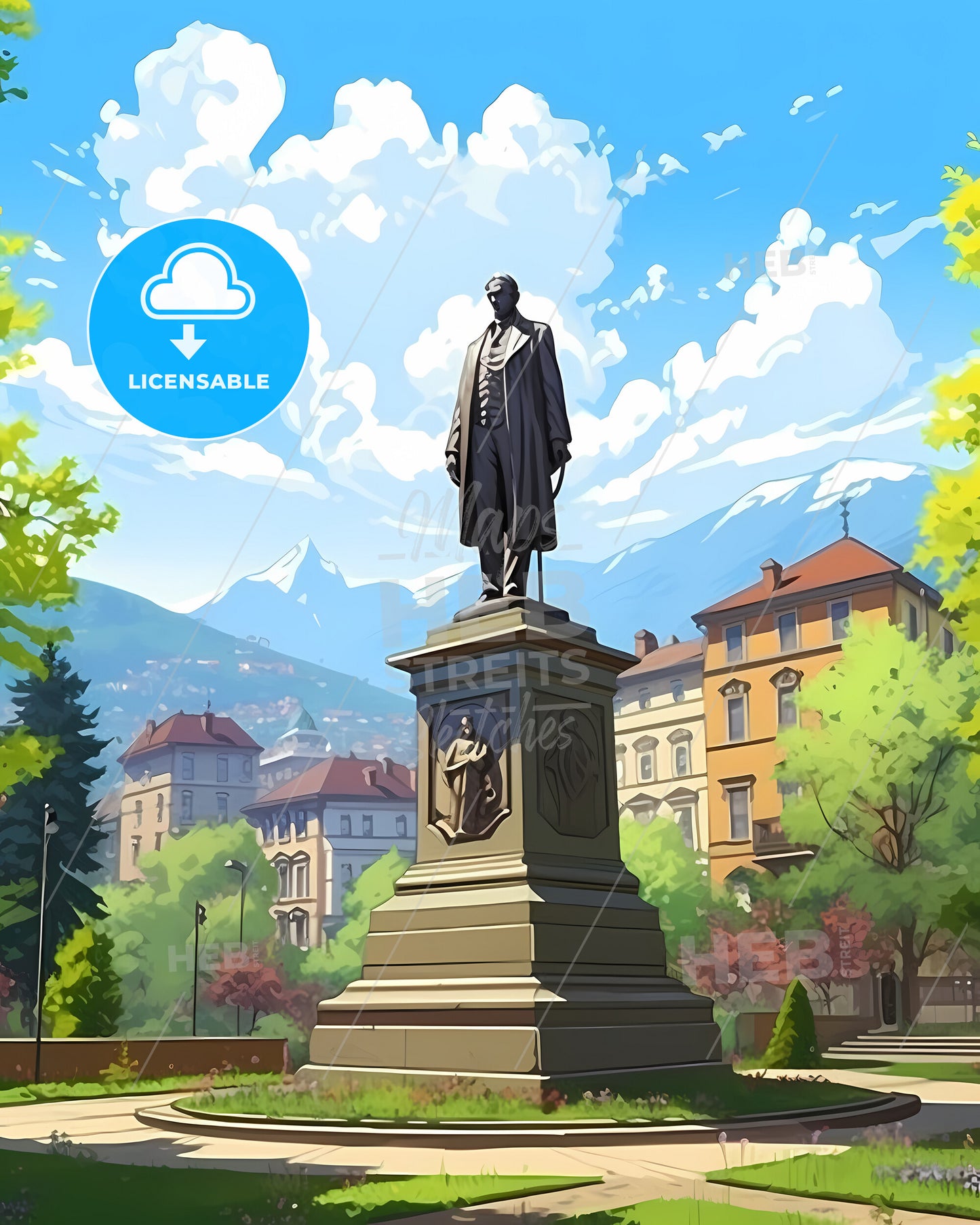 Busto Arsizio, Italy, a statue of a man in a park