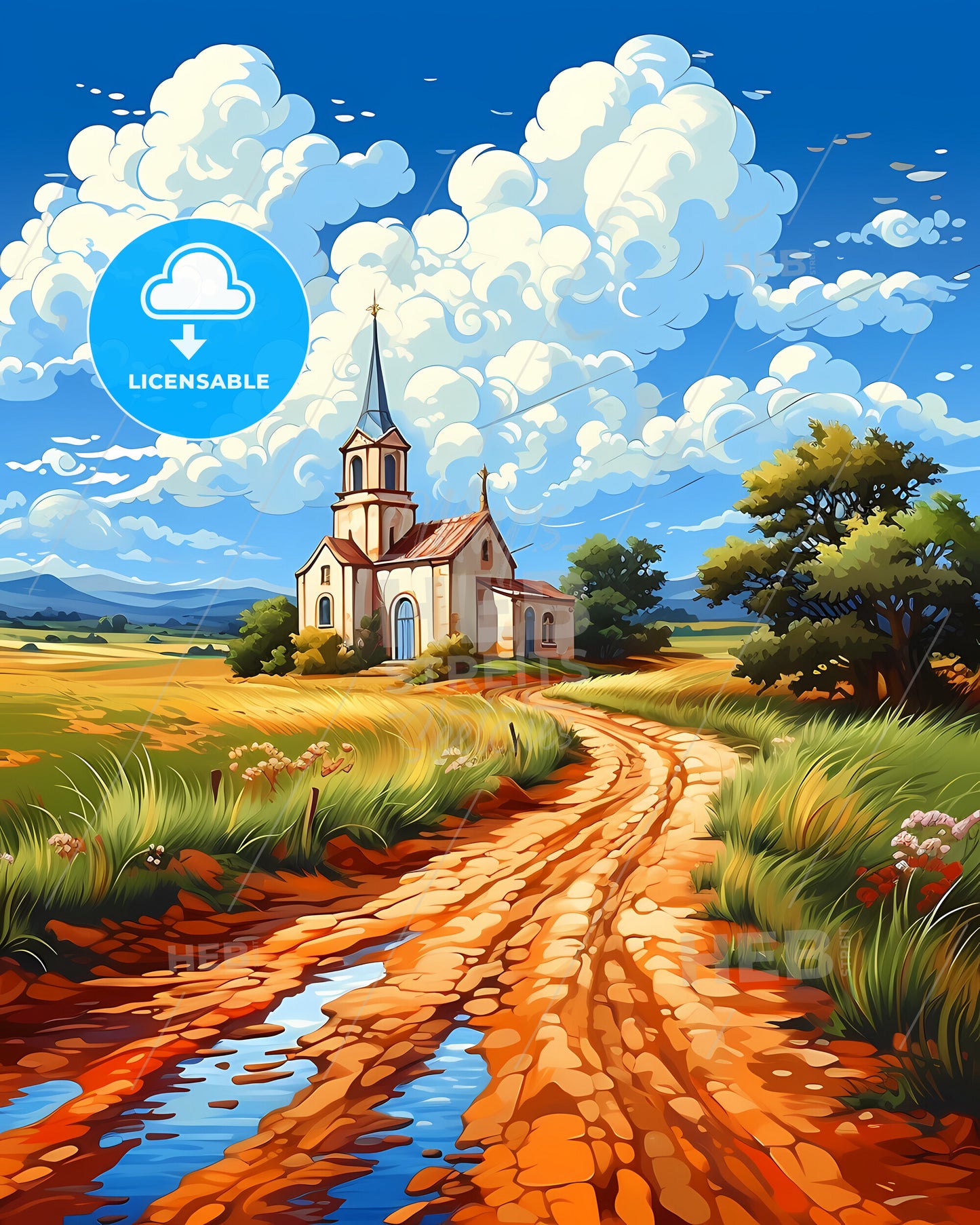 Amora, Portugal, a dirt road leading to a church