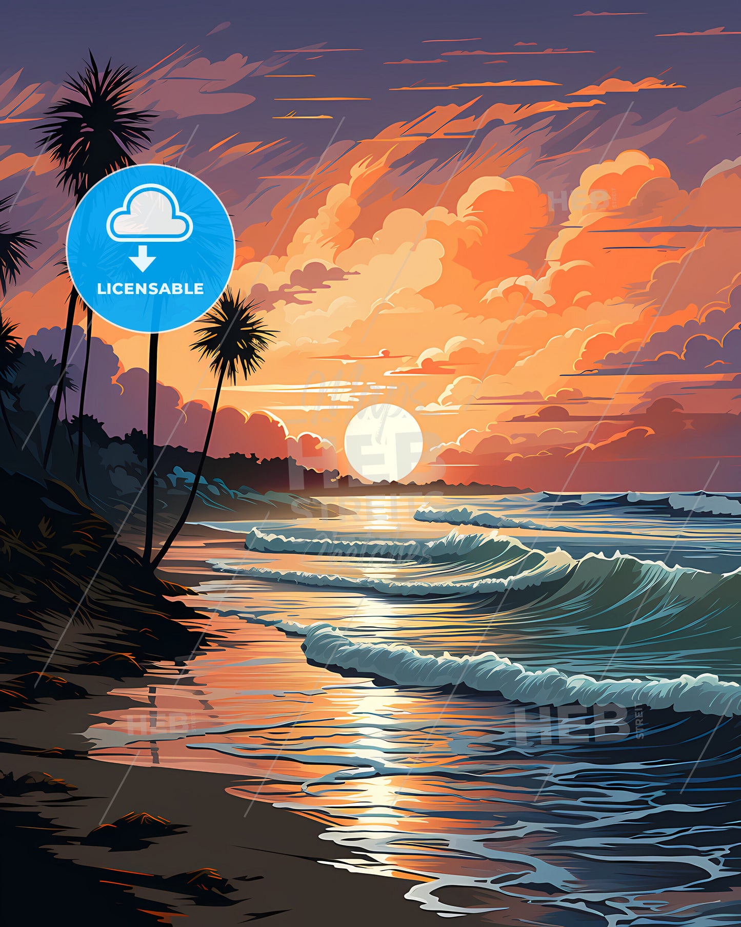 Palm Coast, Florida, a sunset over a beach