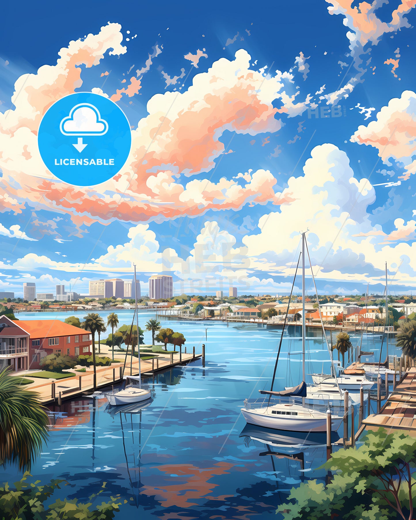 Port St. Lucie, Florida, a water with boats and buildings in the background