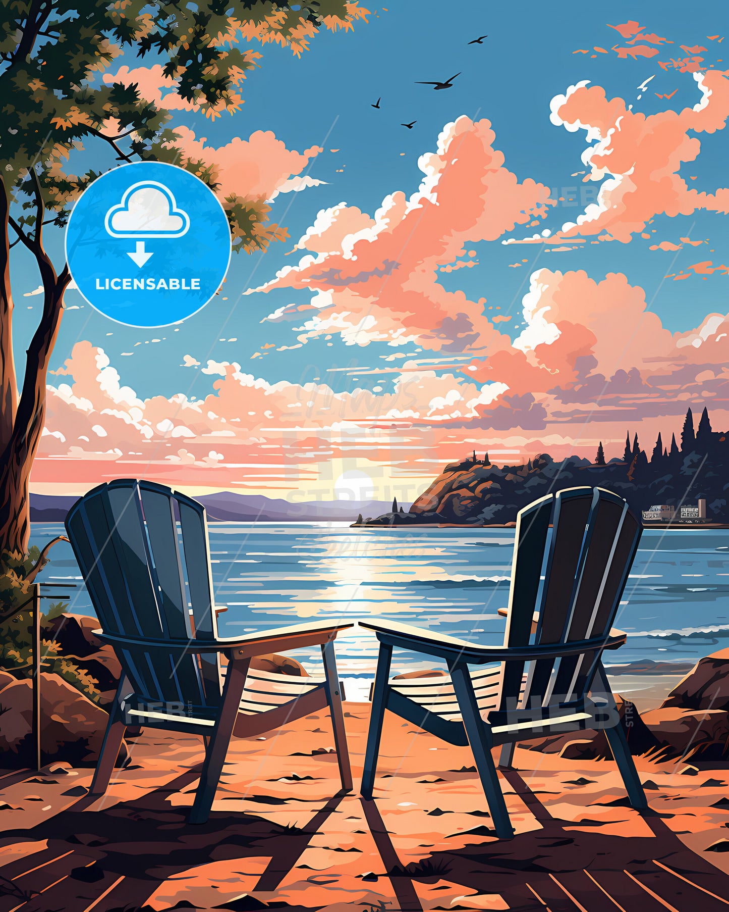 Palm Coast, Florida, two chairs on a beach