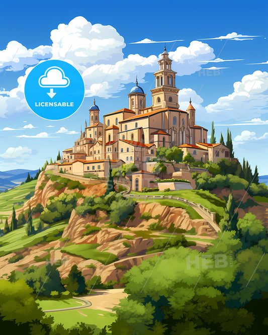 Ragusa, Italy, a building on a hill