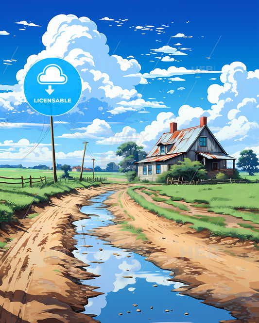 Peel En Maas, Netherlands, a house on a dirt road