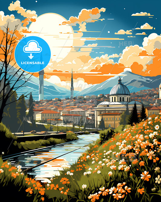 Udine, Italy, a river running through a city