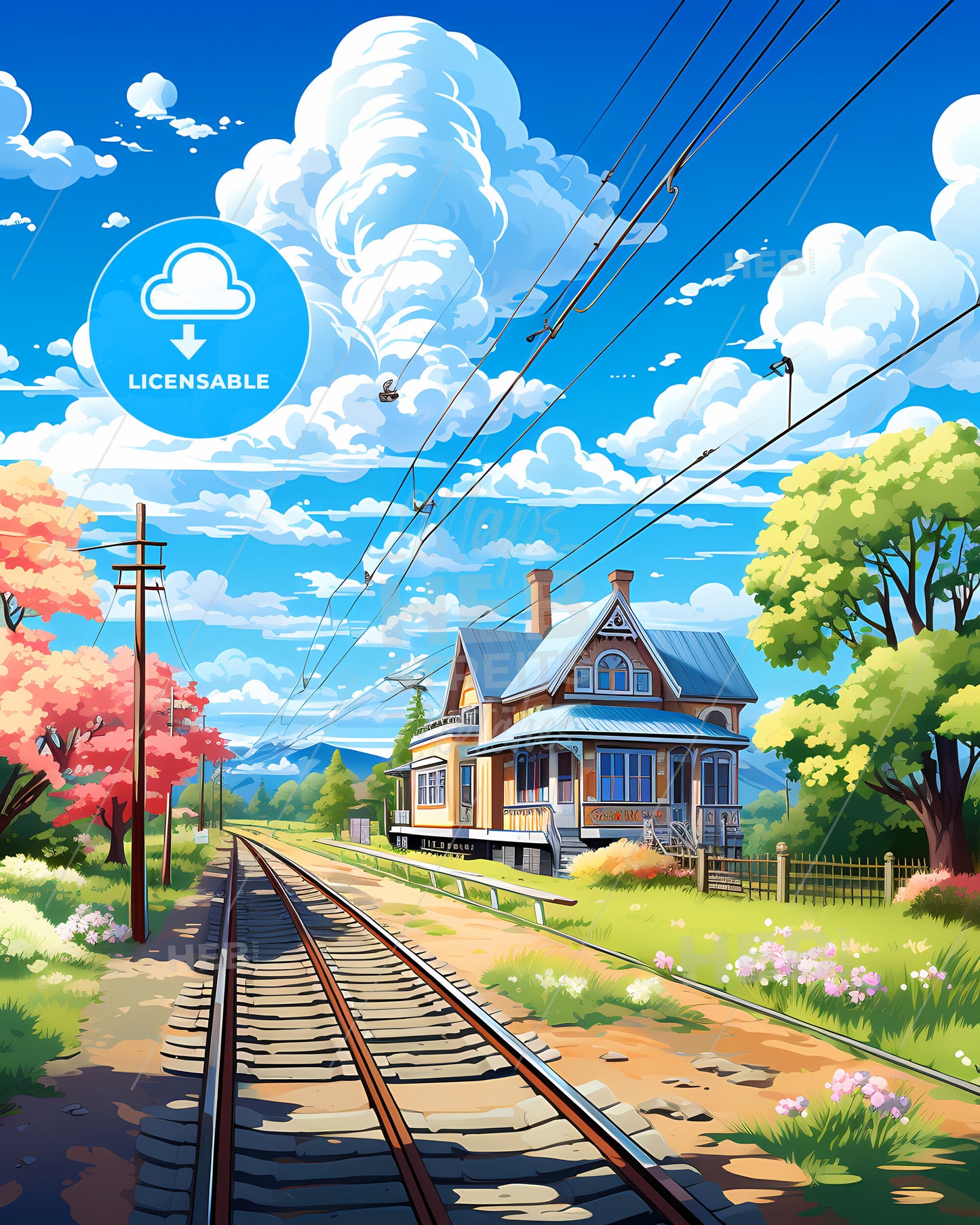 Sarpsborg, Norway, a train tracks with a house and trees